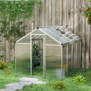 Outsunny Aluminium Greenhouse With/ Door Window Galvanised Base PC Panel