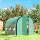 Outsunny Tunnel Greenhouse Upgraded Structure, Hinged Doors, 3 x 2(m), Green