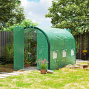 Outsunny Tunnel Greenhouse Upgraded Structure, Hinged Doors, 3 x 2(m), Green