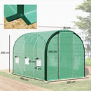 Outsunny Tunnel Greenhouse Upgraded Structure, Hinged Doors, 3 x 2(m), Green