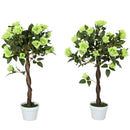 Outsunny Set Of 2 90cm Artificial Rose Tree, Fake Decorative Plant