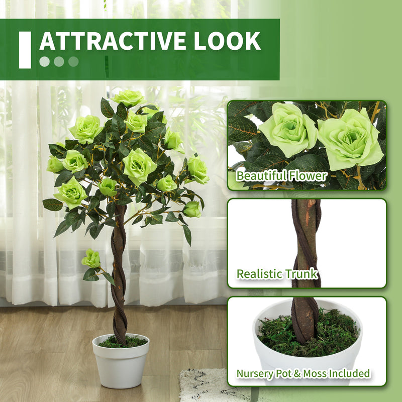 Outsunny Set of 2 90cm Artificial Rose Tree, Fake Decorative Plant