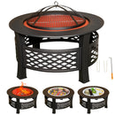Samuel Alexander 80x58cm Black Steel Garden Patio Firepit Heater BBQ with Cover