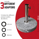 25kg Round Granite Garden Parasol / Umbrella Base Weight Stainless Steel Pole
