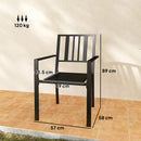 Outsunny 2 PCs Stackable Outdoor Garden Chairs with Metal Slatted Design, Black