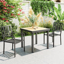 Outsunny 2 PCs Stackable Outdoor Garden Chairs with Metal Slatted Design, Black