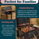 Samuel Alexander 115x46x106cm Black Steel Portable Rectangular BBQ Trolley with Thermometer Gauge and Cover