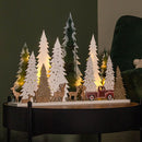 31cm Battery Operated Light up Wooden Christmas Tree with Deer and 15 Warm White LEDs