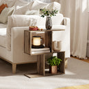 HOMCOM Side Table, Narrow End Table with Storage Shelves, Oak