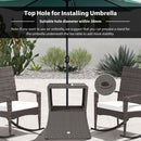 Outsunny Rattan Wicker Tea Coffee Table w/ Umbrella Hole Dark Grey