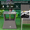 Outsunny Rattan Wicker Tea Coffee Table w/ Umbrella Hole Dark Grey