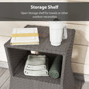 Outsunny Rattan Wicker Tea Coffee Table w/ Umbrella Hole Dark Grey
