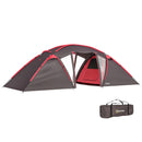 Outsunny 4-6 Man Family Camping Tent W/ 2 Bedrooms, A Living Room - Grey/Blue
