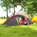 Outsunny 4-6 Man Family Camping Tent W/ 2 Bedrooms, A Living Room - Grey/Blue