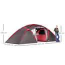 Outsunny 4-6 Man Family Camping Tent W/ 2 Bedrooms, A Living Room - Grey/Blue