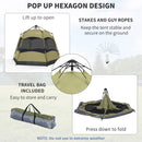 Outsunny 4 Person Camping Tent Festival Hiking Shelter, Dark Green