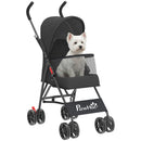 PawHut Foldable Dog Stroller with Mesh Windows for Mini Dogs, Black