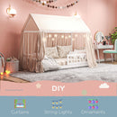 HOMCOM House-Shaped Kids Bed Frame with Safety Fence for Boys Girls, White