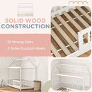 HOMCOM House-Shaped Kids Bed Frame with Safety Fence for Boys Girls, White
