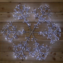 90cm Light up Silver Starburst Christmas Snowflake Hanging Decoration with 660 White LEDs