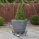 37cm Black Metal Heavy Duty Plant Pot Trolley On Castor Wheels