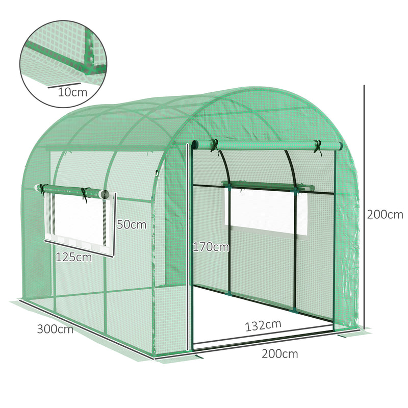 Outsunny Polytunnel Greenhouse With Doors And Mesh Windows