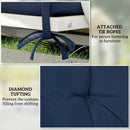 Outsunny 2 Seater Bench Pad, Chair Cushion with Back and Ties, Dark Blue