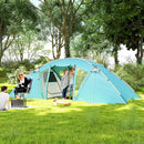Outsunny 4-6 Man Family Camping Tent W/ 2 Bedrooms, A Living Room - Grey/Blue