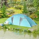 Outsunny 4-6 Man Family Camping Tent W/ 2 Bedrooms, A Living Room - Grey/Blue