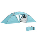 Outsunny 4-6 Man Family Camping Tent W/ 2 Bedrooms, A Living Room - Grey/Blue