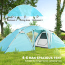 Outsunny 4-6 Man Family Camping Tent W/ 2 Bedrooms, A Living Room - Grey/Blue