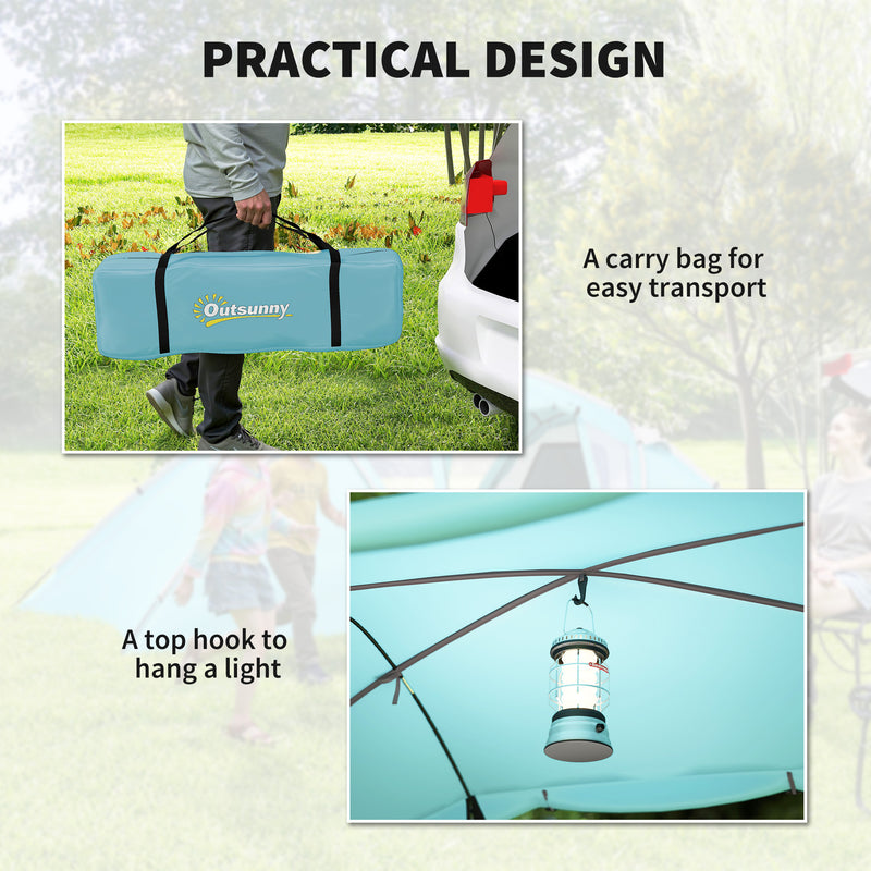 Outsunny 4-6 Man Family Camping Tent W/ 2 Bedrooms, A Living Room - Grey/Blue