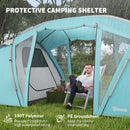 Outsunny 4-6 Man Family Camping Tent W/ 2 Bedrooms, A Living Room - Grey/Blue