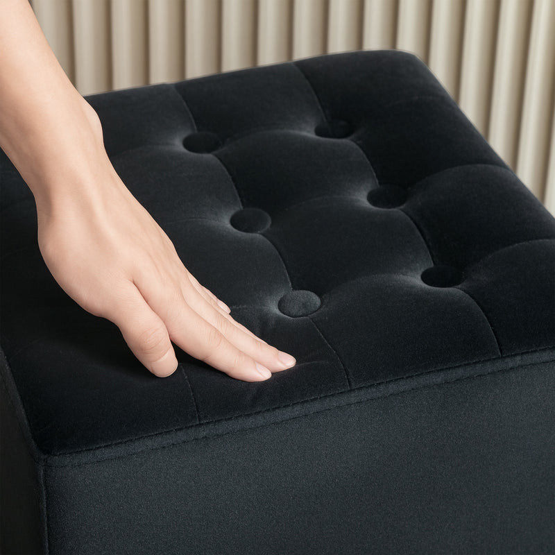 HOMCOM Square Footstool Small Ottoman with Wood Legs for Bedroom