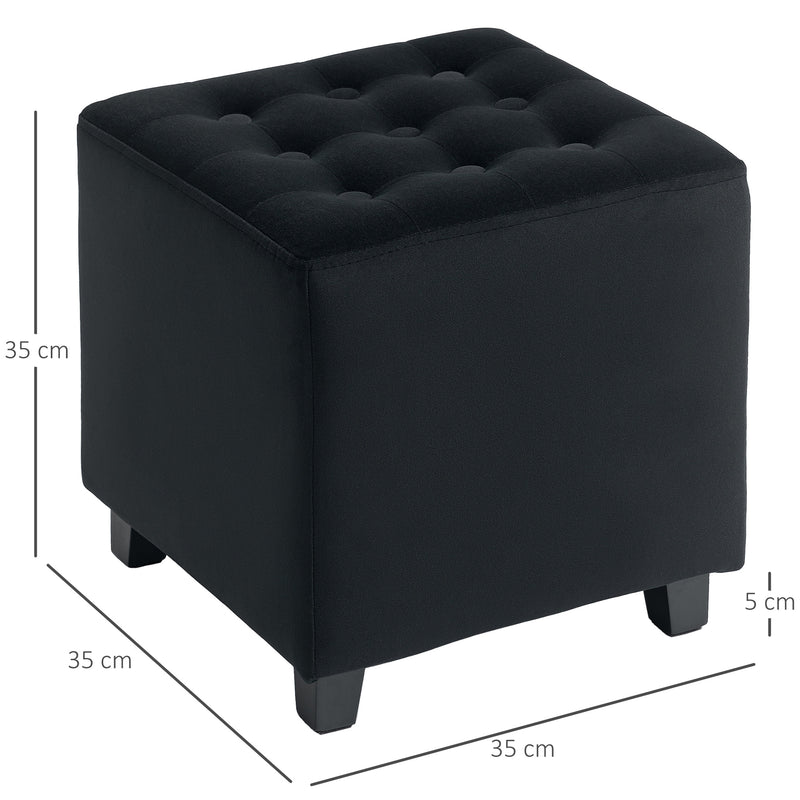 HOMCOM Square Footstool Small Ottoman with Wood Legs for Bedroom