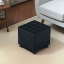 HOMCOM Square Footstool Small Ottoman With Wood Legs For Bedroom