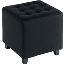 HOMCOM Square Footstool Small Ottoman With Wood Legs For Bedroom