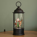 29cm Dual Power LED Christmas Glitter Water Spinner Black Lantern Santa & Reindeer Scene