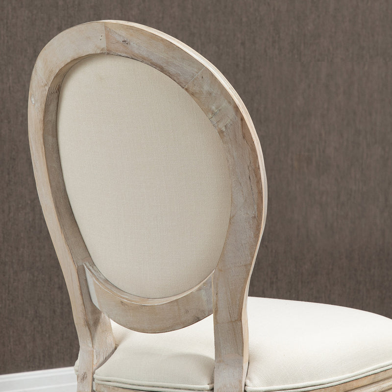 HOMCOM French-Style Dining Chairs Set of 2 with Linen Upholstery, Cream