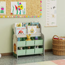 AIYAPLAY Kids Storage Unit with 6 Fabric Drawers & 2-Tier Sling Rack, Green