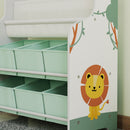 AIYAPLAY Kids Storage Unit with 6 Fabric Drawers & 2-Tier Sling Rack, Green