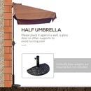 Outsunny 2.3m Half Round Parasol Garden Sun Umbrella Metal w/ Crank Brown