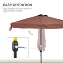 Outsunny 2.3m Half Round Parasol Garden Sun Umbrella Metal w/ Crank Brown