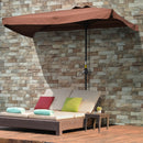 Outsunny 2.3m Half Round Parasol Garden Sun Umbrella Metal w/ Crank Brown