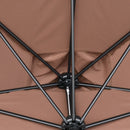 Outsunny 2.3m Half Round Parasol Garden Sun Umbrella Metal w/ Crank Brown