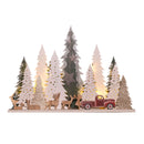 31cm Battery Operated Light up Wooden Christmas Tree with Deer and 15 Warm White LEDs