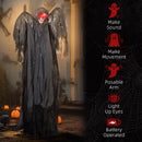 HOMCOM Winged Grim Reaper Animatronic Prop w/ Light Up Eyes, for Haunted House