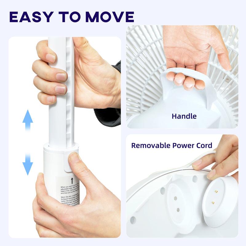 HOMCOM Pedestal Fan with Oscillating, Tilt, Adjustable Height, Timer