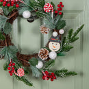 40cm Candy Swirls Christmas Wreath with Pinecones Red Berries and Candy Canes