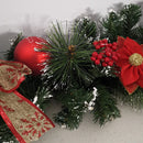 Premier 180cm (6ft) Festive Red Dressed Christmas Garland With Bows And Red Baubles